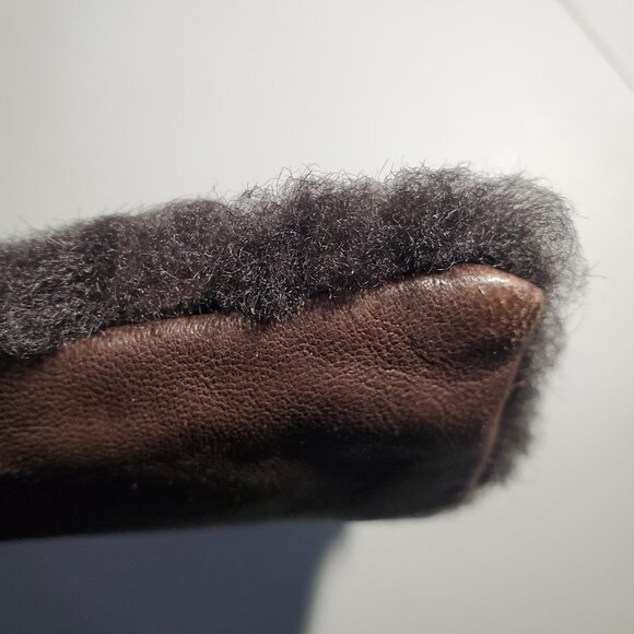 Dark Brown Leather and Sherpa Purse with Chain Strap -shipping incl - Picture 14 of 16